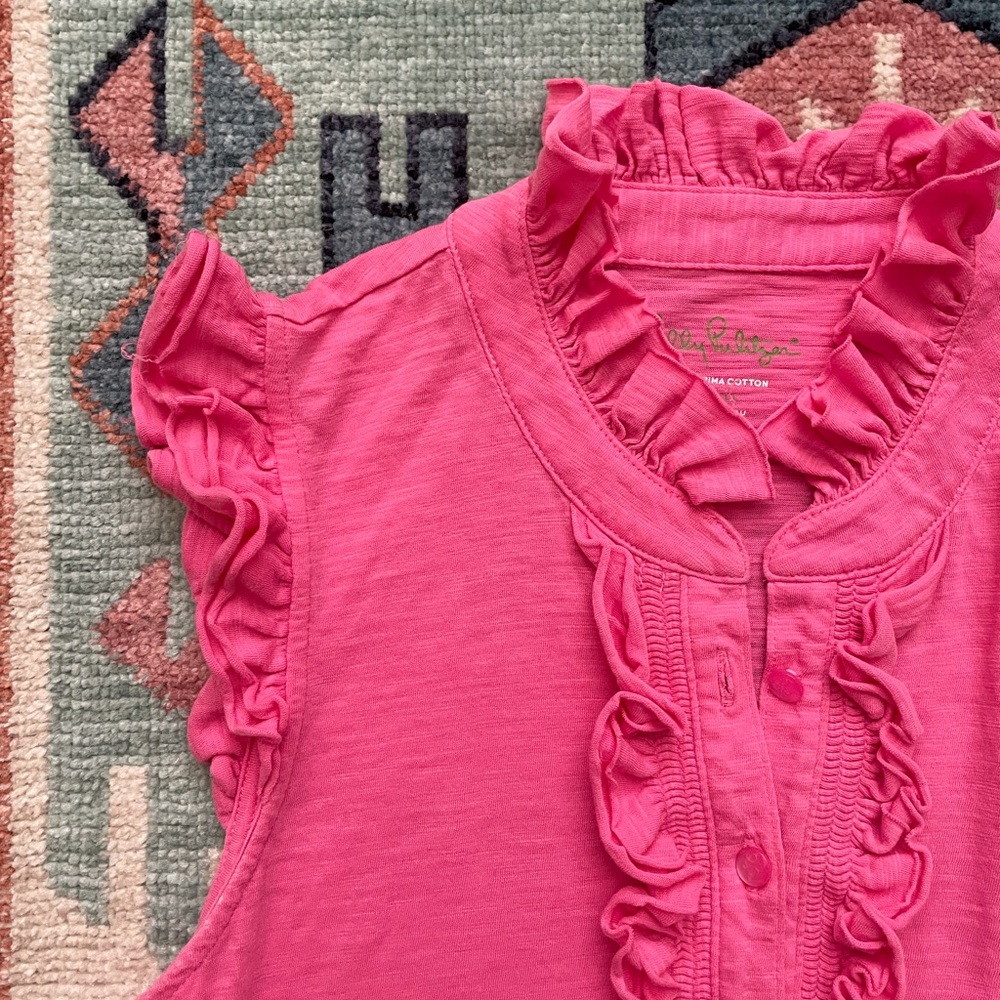 Lilly Pulitzer ruffle pink tank top